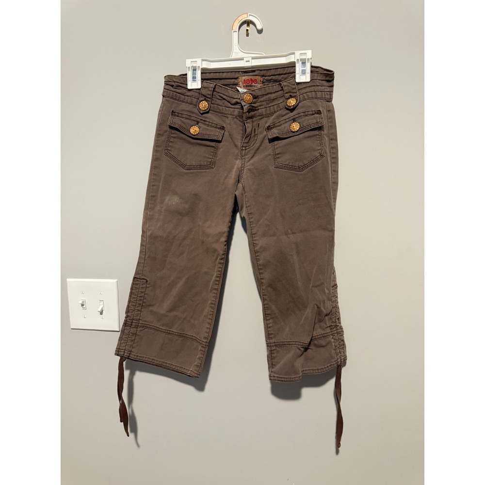 No Boundaries Brown Cargo Capri Pants Y2K Utility Cropped Truffle Juniors 3 Avg